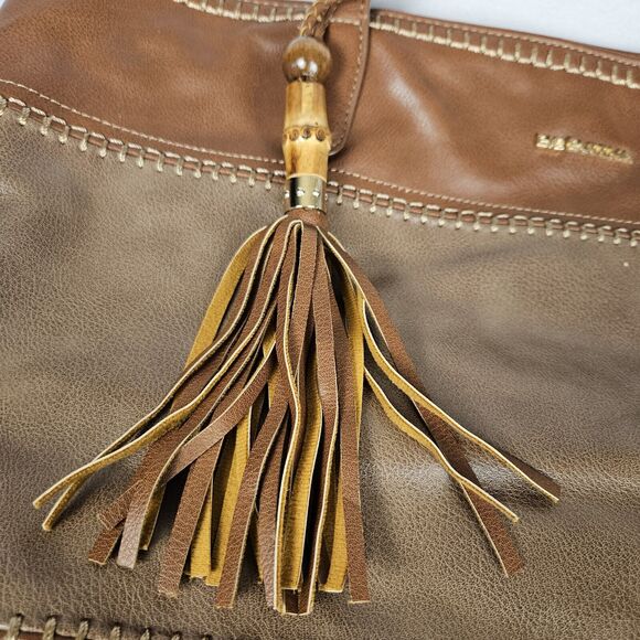 Big Buddha Western Tote Two Tone Brown Tassel Large Shoulder Handbag Business XL - Picture 4 of 16